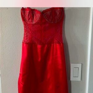 White Fox Boutique Red Lace Mini Dress